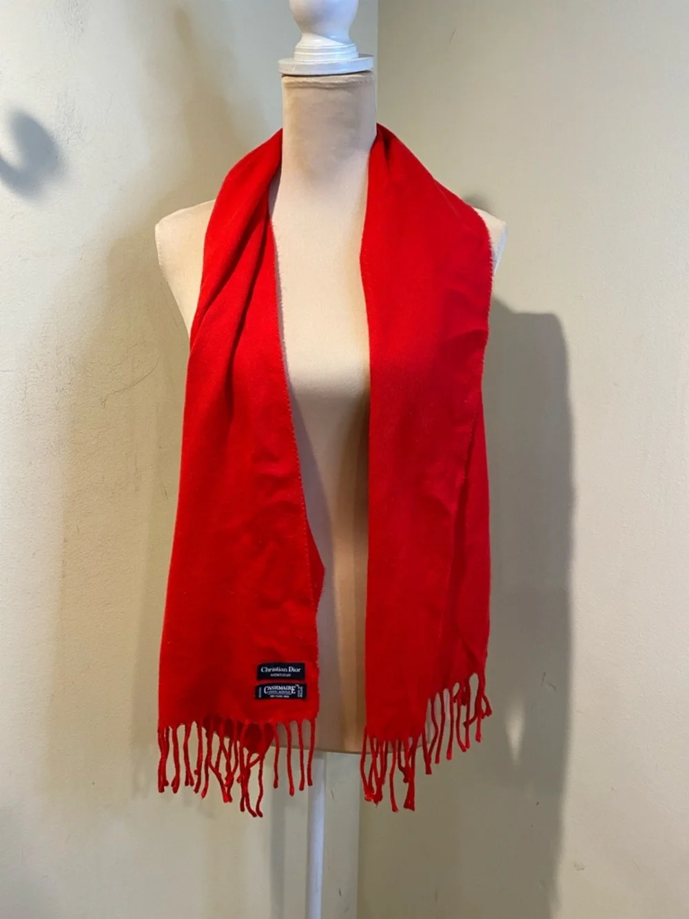 Dior Vibrant Red Fringed Scarf